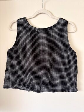 Beyond Nine Black Grid Cropped Tank Top